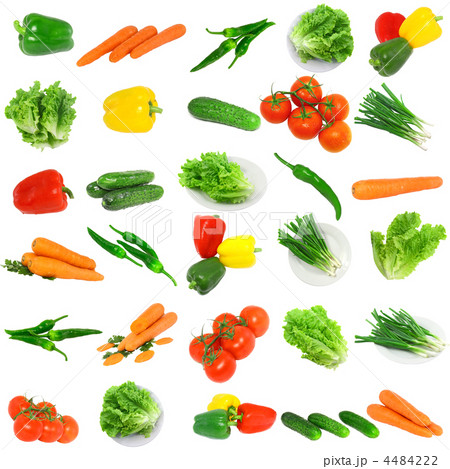 Collage-sweet peppers ,dill and parsley. Isolated 4484222