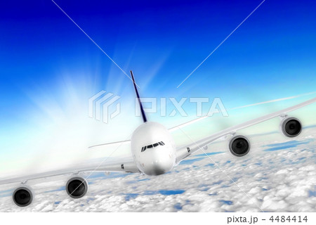 Modern airplane  in the sky near Airport. 4484414