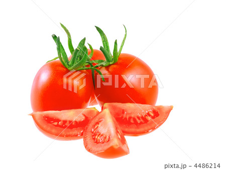Lush cutting tomatoes . Isolated Lush cutting tomatoes . Isolated 4486214