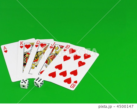 Royal flesh- playing cards on green broadcloth. 4500147