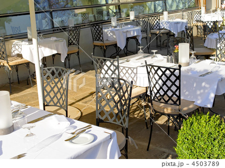 Outdoor view in one of  cozy cafe. 4503789