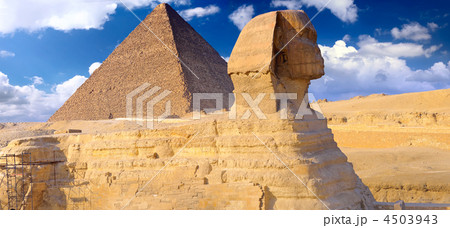 Pyramid located at Giza and the Sphinx. Panorama Pyramid located at Giza and the Sphinx. Panorama 4503943