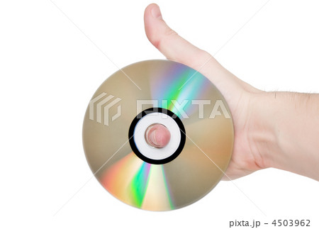 Single DVD(CD) disc hold in hand. 4503962