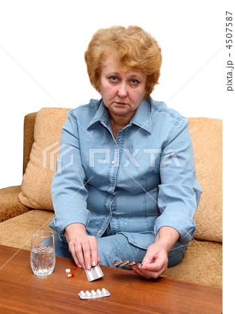 Senior lady woman with medication pills. Senior lady woman with medication pills. 4507587