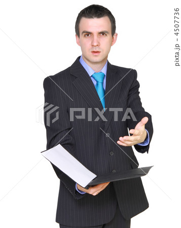 Businessman with paper folder. Isolated . 4507736