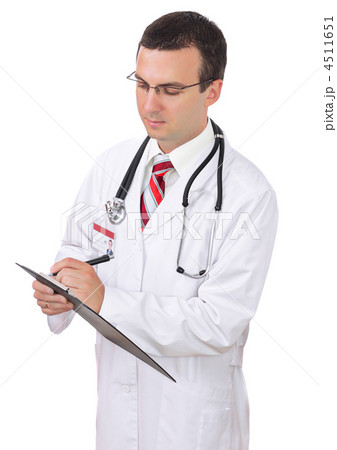 Portrait of medical doctor. Write on paper pad. 4511651