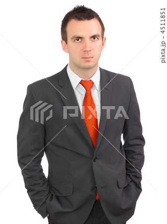 Portrait of cheerful businessman in black suite. 4511851