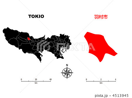 羽村市 東京地図のイラスト素材