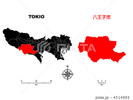 八王子市 東京地図のイラスト素材