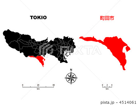町田市 東京地図のイラスト素材