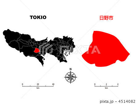 日野市 東京地図のイラスト素材