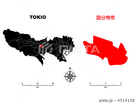 国分寺市 東京地図のイラスト素材