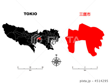 三鷹市 東京地図のイラスト素材