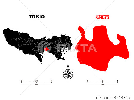 調布市 東京地図のイラスト素材