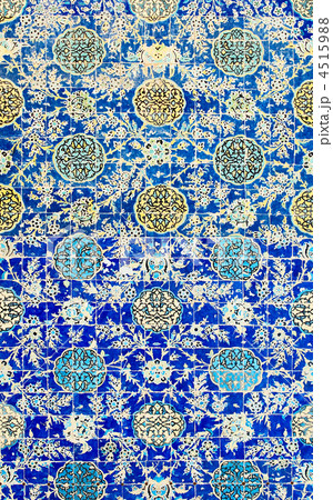 tiled background, oriental ornaments from Isfahan Mosque, Iran 4515988