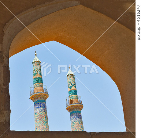 two minarets in an ancient city of Yazd, Iran 4516247