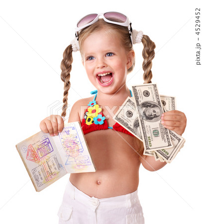 Child holding international passport. Child holding international passport. 4529452