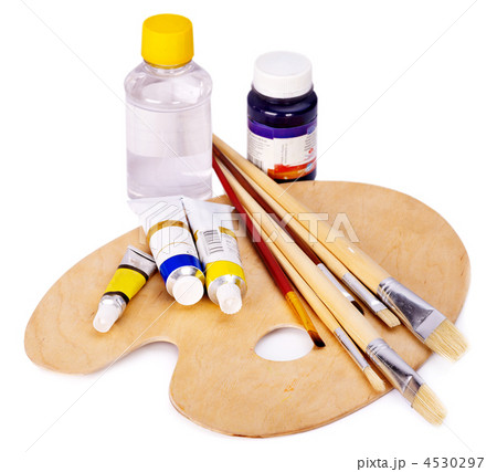 Close up of paint mixed on palette. Close up of paint mixed on palette. 4530297