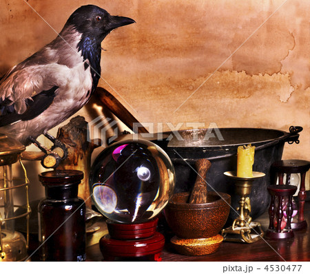 Halloween still life with candle. 4530477