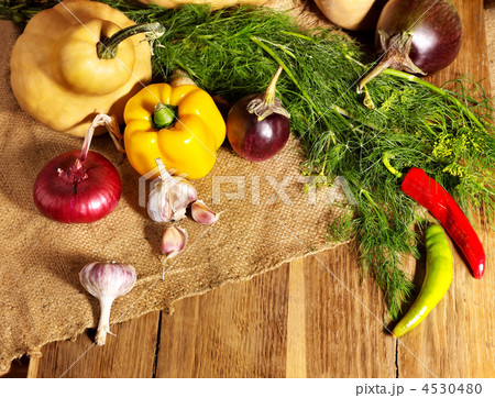Vegetable on wooden boards. 4530480