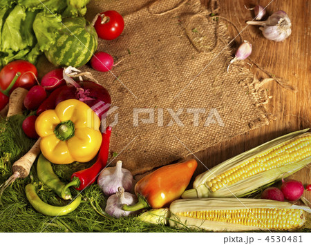 Preparing vegetable on wooden boards. 4530481