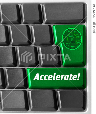 Computer keyboard,  with green "Accelerate" key 4549738