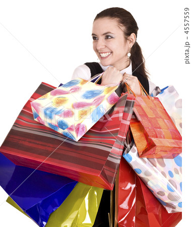 Young girl with gift bag. 4557559