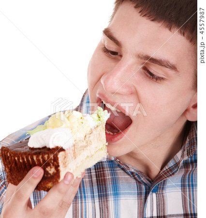 Face of man eating cake. Face of man eating cake. 4557987