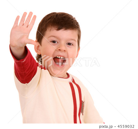 Boy in sport sweater shout. 4559032