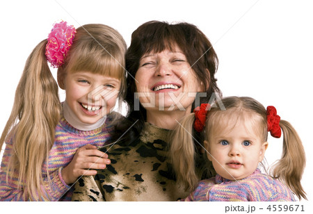 Happy family grandmother and two granddaughter. 4559671