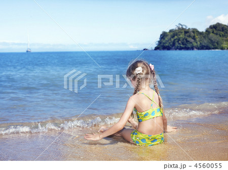 Girl at sea coast. Girl at sea coast. 4560055