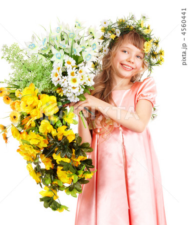 Beautiful girl with garland of wild flower. 4560441
