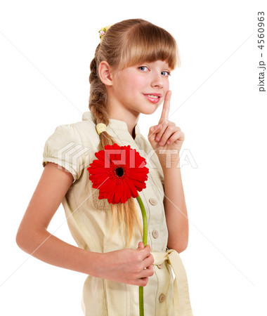 Child giving flower. 4560963
