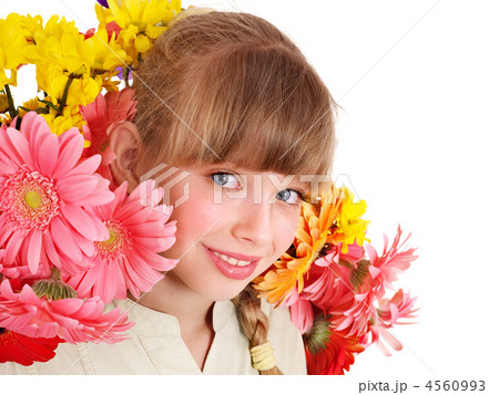Child with with flowers on her hair. Child with with flowers on her hair. 4560993