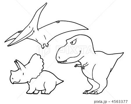 三大恐竜 無着色 のイラスト素材