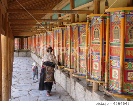 甘粛省夏河　拉卜楞寺 コルラする巡礼者 4564645