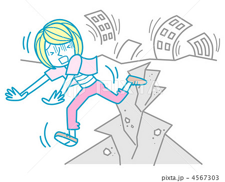地震で逃げる女性 4567303