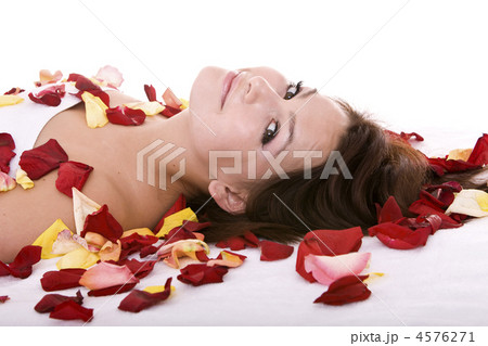 Beautiful girl in rose petal. 4576271