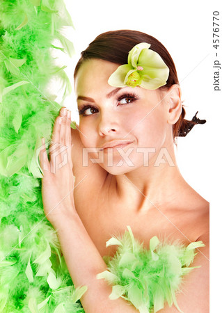 Beautiful girl with orchid flower. 4576770