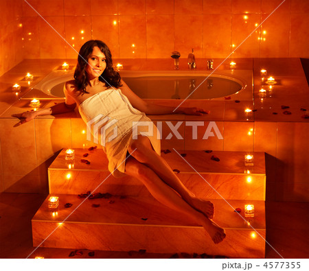 Woman relaxing in bath. 4577355
