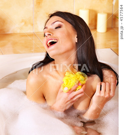 Woman take bubble  bath. 4577564