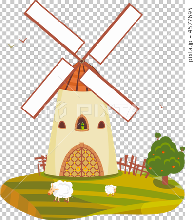 Windmill Sheep Tree Isolated 4577695