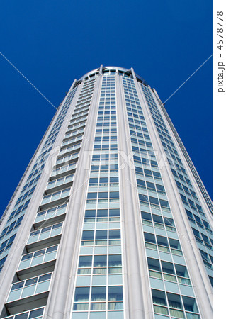 High modern building on background blue sky. Moscow, Russia. 4578778