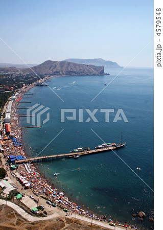 View from height on Quay of the resort city. Sudak. Ukraine. 4579548