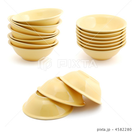 Pile of bowls isolated on white background 4582280