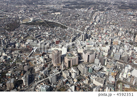 千葉駅上空５００ｍより空撮の写真素材
