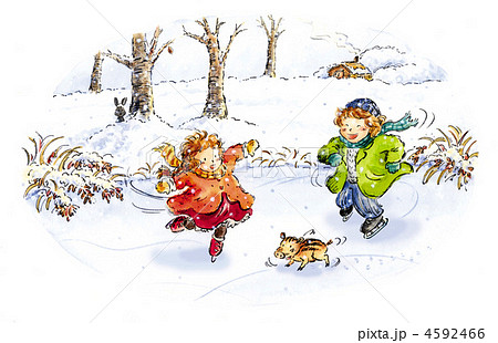 スケートをする男の子と女の子 4592466