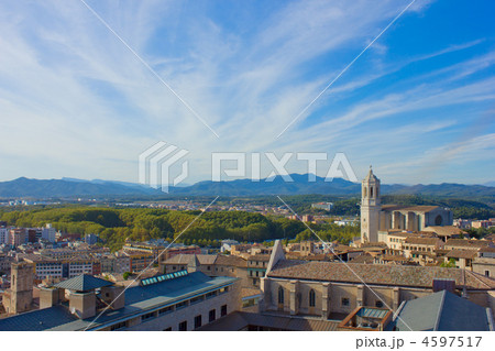 overview of town, Girona, Spain 4597517