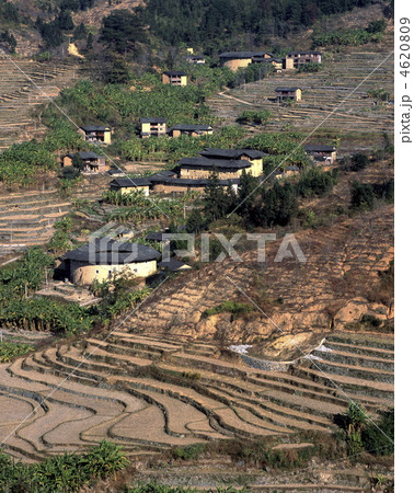世界遺産福建土楼月流村土楼群俯瞰 世界遺産福建土楼月流村土楼群俯瞰 4620809