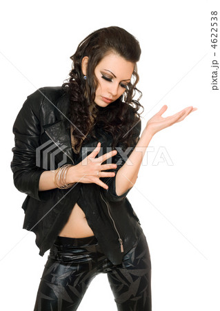 Portrait of playful pretty woman in black clothes Portrait of playful pretty woman in black clothes 4622538